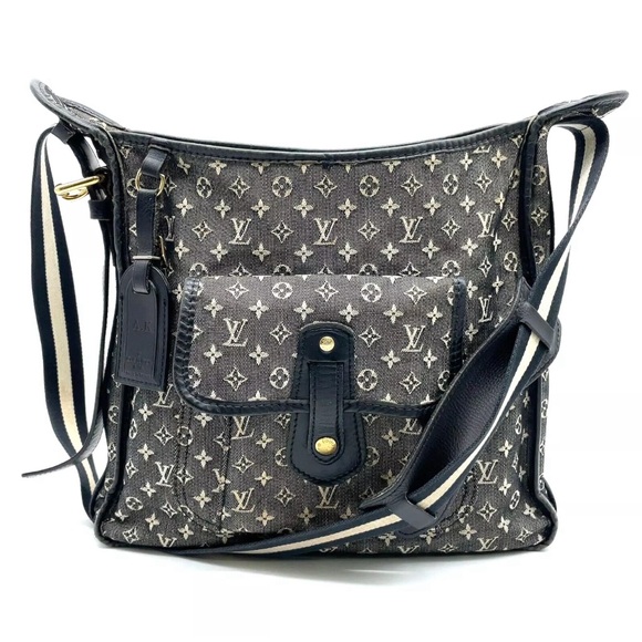 Auth Louis Vuitton Denim Besace Mary Kate Monogram Mini Lin Noir Crossbody - Picture 1 of 11